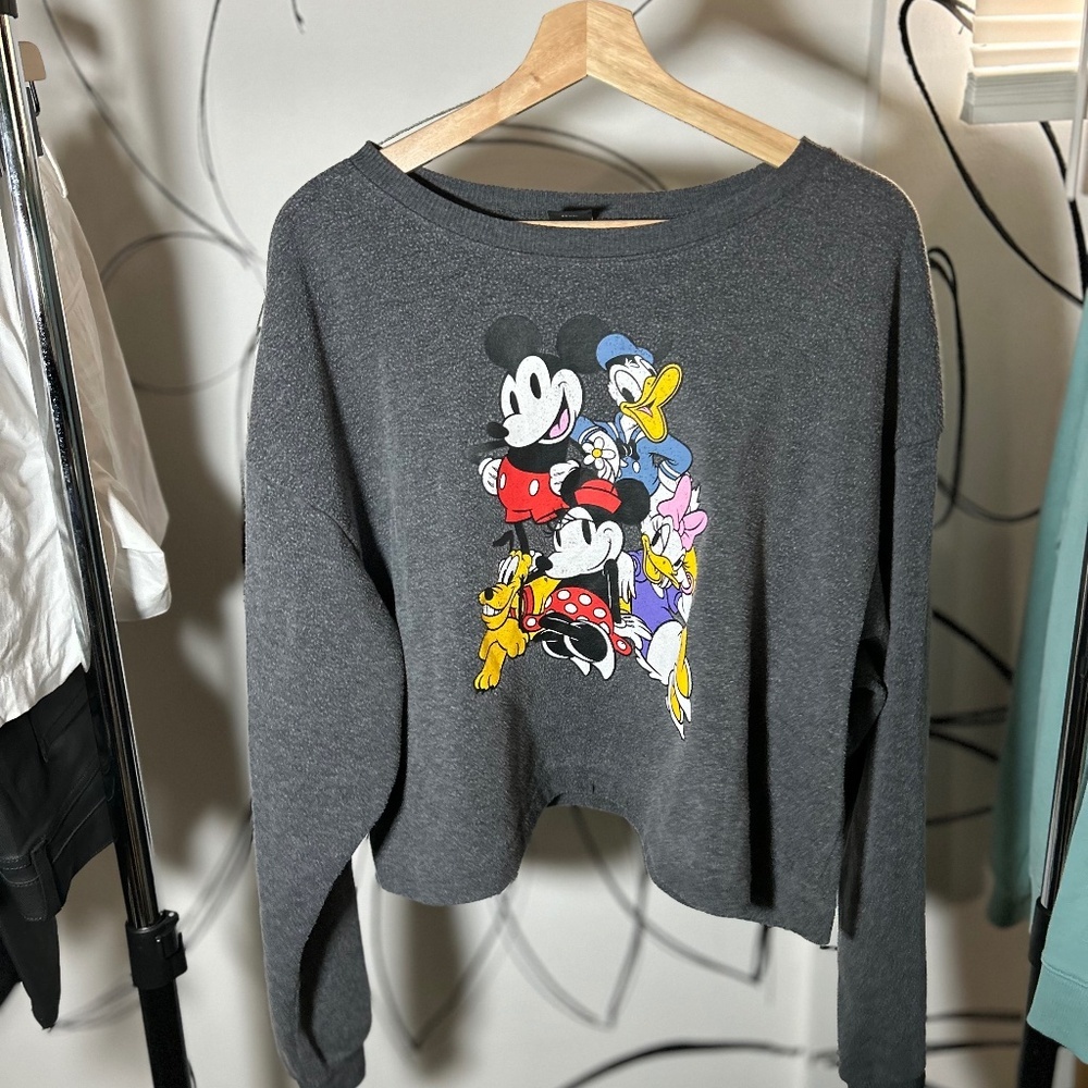 Disney Vintage-styled Mickey, Minnie, Donald, Daisy Gray Sweatshirt, Women's XXL